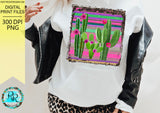 Cactus sublimation designs downloads, Cactus with serape and leopard. Western png, printable design