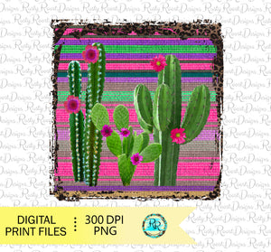 Cactus sublimation designs downloads, Cactus with serape and leopard. Western png, printable design