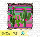 Cactus sublimation designs downloads, Cactus with serape and leopard. Western png, printable design