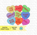 Candy hearts png, Valentine sublimation designs downloads, Western conversation hearts, printable design