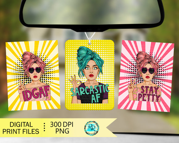 Sarcastic car air freshener sublimation designs
