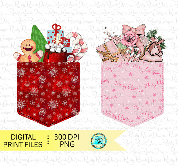 Christmas Pocket PNG, Christmas sublimation designs, Christmas shirt designs, printable design