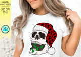 Christmas skull PNG, Christmas sublimation designs, Santa Skull Png, Skeleton Png design, printable designs