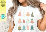Christmas Trees PNG, Christmas sublimation designs, Christmas shirt designs, Merry Christmas, whimsical Christmas Png, hand drawn