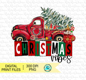 Christmas Vibes PNG, Christmas sublimation designs, Christmas truck, Christmas shirt designs, whimsical Christmas Png, printable design