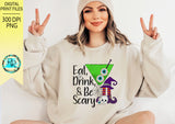 Eat drink and be scary Png, Halloween sublimation designs downloads, Halloween drink png, hand drawn, printable designs