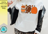 Fall Football Png, sublimation designs downloads, Fall coffee PNG, hand drawn, pumpkin spice, Fall latte Png, printable artwork
