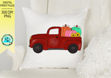 Fall Pumpkin truck Png, Thanksgiving sublimation designs, hand drawn, pumpkin and sunflower truck png, printable designs