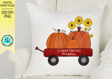 Farm Fresh Pumpkins PNG, Thanksgiving sublimation designs, hand drawn, pumpkin truck png, printable designs