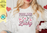 Feeling Lucky PNG, Valentines sublimation designs downloads, Retro Valentine PNG, Funny Valentine Png, shirt design, printable design