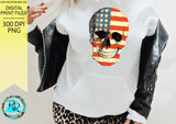 USA flag skull Png, 4th of July sublimation designs, patriotic skull, printable designs