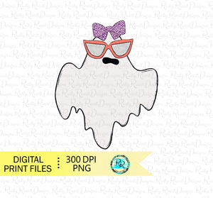 Cute Ghost Png, Halloween sublimation designs downloads, hand drawn, Printable designs