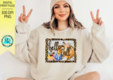 Hello fall png, fall sublimation designs downloads, leopard fall PNG, printable artwork