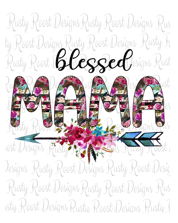 Blessed Mama png, Mom sublimation designs downloads, Floral mama, printable designs
