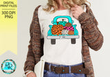 I love Fall Pumpkin Truck Png, sublimation designs, hand drawn, leopard pumpkin, whimsical, printable artwork