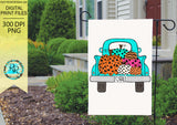 I love Fall Pumpkin Truck Png, sublimation designs, hand drawn, leopard pumpkin, whimsical, printable artwork