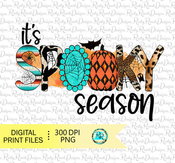 It's Spooky Season png, Halloween sublimation designs downloads, Western PNG, turquoise and cowhide, Printable design