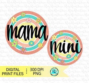 Mama and Mini Png sublimation designs, Retro Mama Png, Mother's Day Png, Printable designs