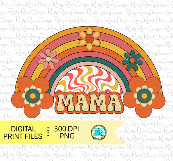 Retro Mama PNG, Retro sublimation designs downloads, Retro rainbow, printable designs