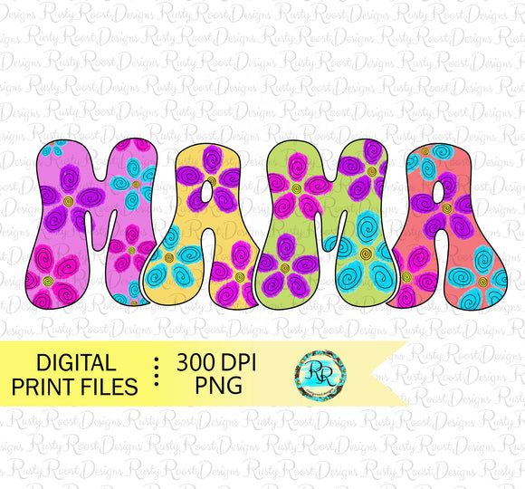 Mama Png, Mama sublimation designs downloads, Retro mama design, floral Mama design