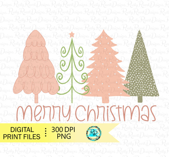 Christmas Trees PNG, Christmas sublimation designs, Christmas shirt designs, whimsical Christmas Png, Merry Christmas, hand drawn