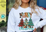 Western Christmas PNG, Merry Christmas Y'all, Turquoise Christmas sublimation designs downloads, Cowhide Tree, printable design