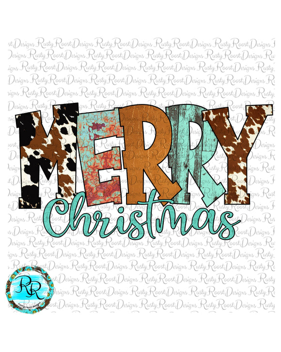 Merry Christmas PNG, Western Christmas sublimation designs downloads, Cowhide PNG, printable