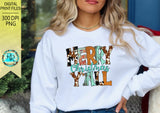 Merry Christmas Y'all PNG, Western Christmas sublimation designs downloads, Christmas PNG, cowhide PNG, Printable