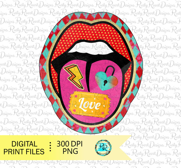Retro lips sublimation design