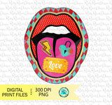 Retro lips sublimation design