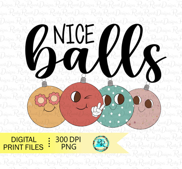 Nice Balls PNG, Retro Ornament, Christmas balls, sublimation designs downloads, Retro Christmas shirt designs, Christmas ornaments