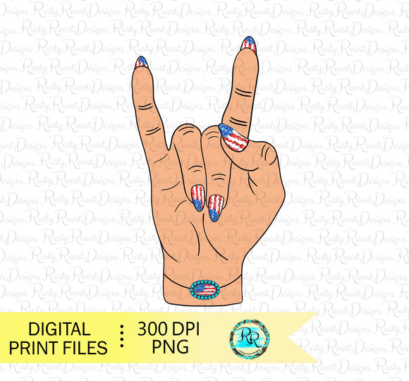 Rock On hand sign Png, Patriotic sublimation designs downloads, USA Png designs