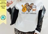 Peace Love Pumpkin Spice png, Fall coffee sublimation designs downloads, printable artwork