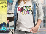 Pug love PNG, Valentine sublimation designs downloads, printable design