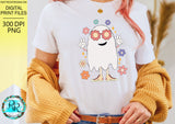 Retro ghost Png, Halloween sublimation designs downloads, hand drawn, ghost sublimation PNG, printable artwork