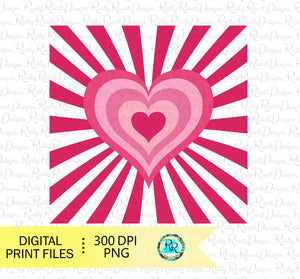 Retro hearts sublimation design