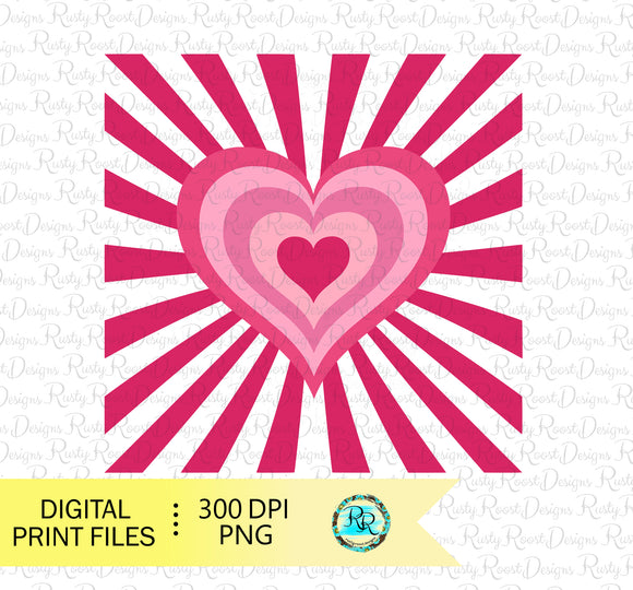 Retro hearts sublimation design