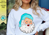 Blue Santa PNG, Christmas sublimation designs, sublimation graphics, Vintage Santa Claus, Christmas shirt designs, printable design