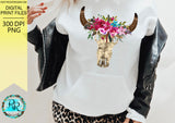 Bull Skull png, skull sublimation designs downloads, skull with flowers, digital download, printable artwork