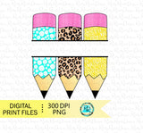 Split pencils Png, School pencils sublimation designs downloads, Back to school Png, printable designs