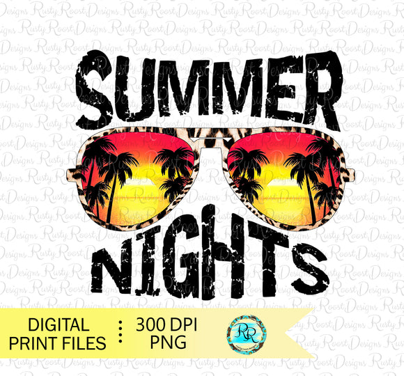 Summer Nights Png, Summer sublimation designs downloads, T-shirt design, printable designs
