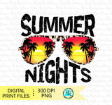 Summer Nights Png, Summer sublimation designs downloads, T-shirt design, printable designs