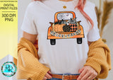 Trick or Treat png, Halloween sublimation designs downloads, pumpkin truck, printable designs