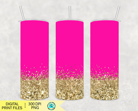 20oz Skinny Tumbler sublimation designs downloads, glitter sublimation PNG wrap for tumblers, pink PNG wrap, glitter tumbler png