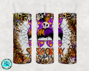Spooky Mama tumbler PNG, 20 oz. tumbler PNG sublimation design, tumbler PNG wrap, Halloween Tumbler PNG wrap, Leopard tumbler PNG