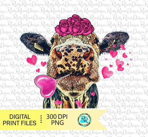 Valentine cow sublimation design