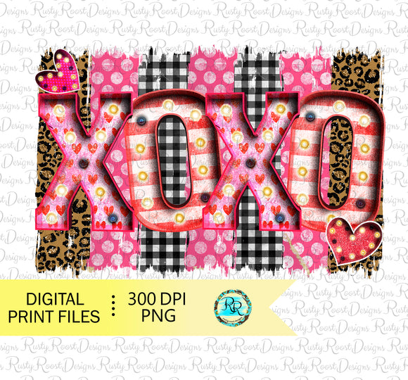 XOXO Valentine sublimation designs download, Valentine brush strokes png, XOXO png, printable design