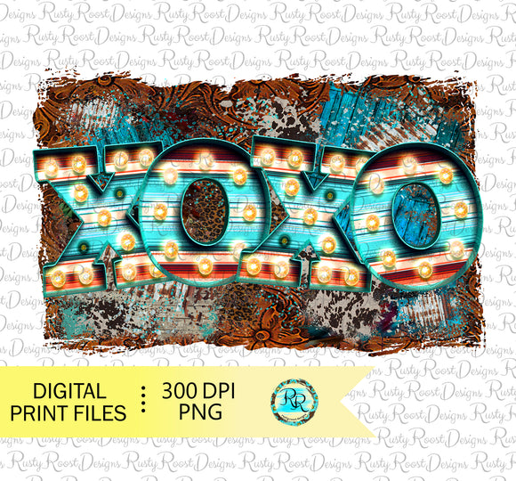 XOXO Valentine sublimation designs downloads, Western Valentine png, printable design