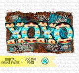 XOXO Valentine sublimation designs downloads, Western Valentine png, printable design